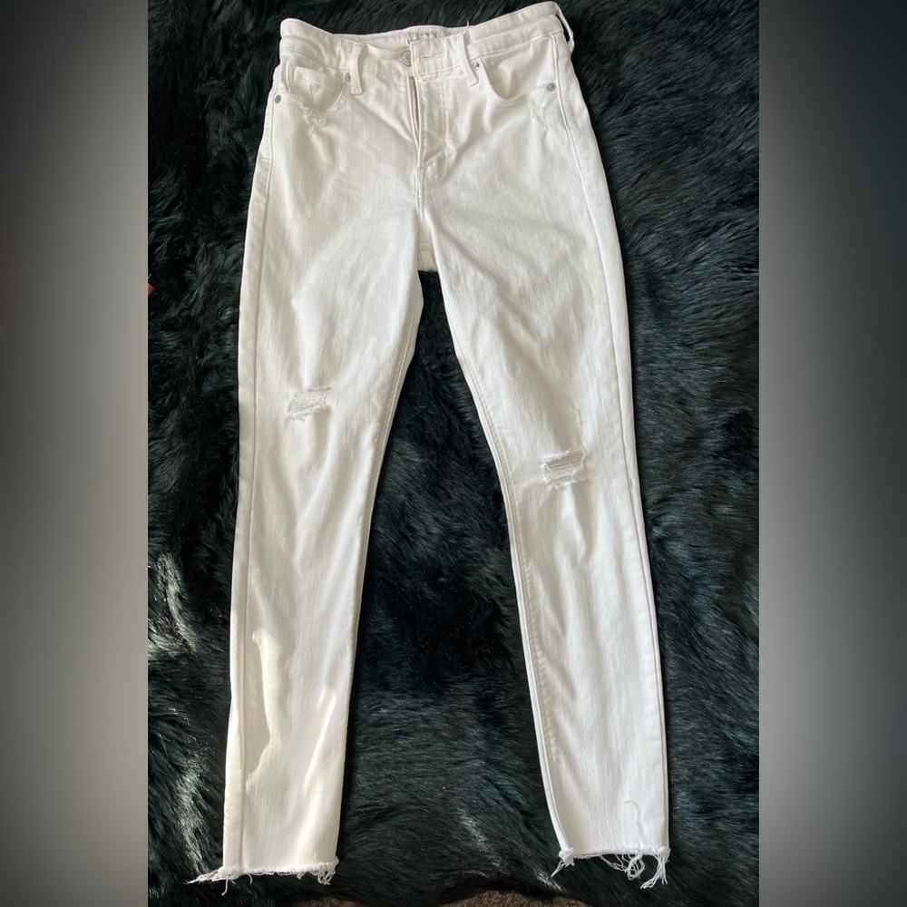 Lucky Brand Bridgette Skinny Ankle Cheville White Denim Distressed Jeans 2/26